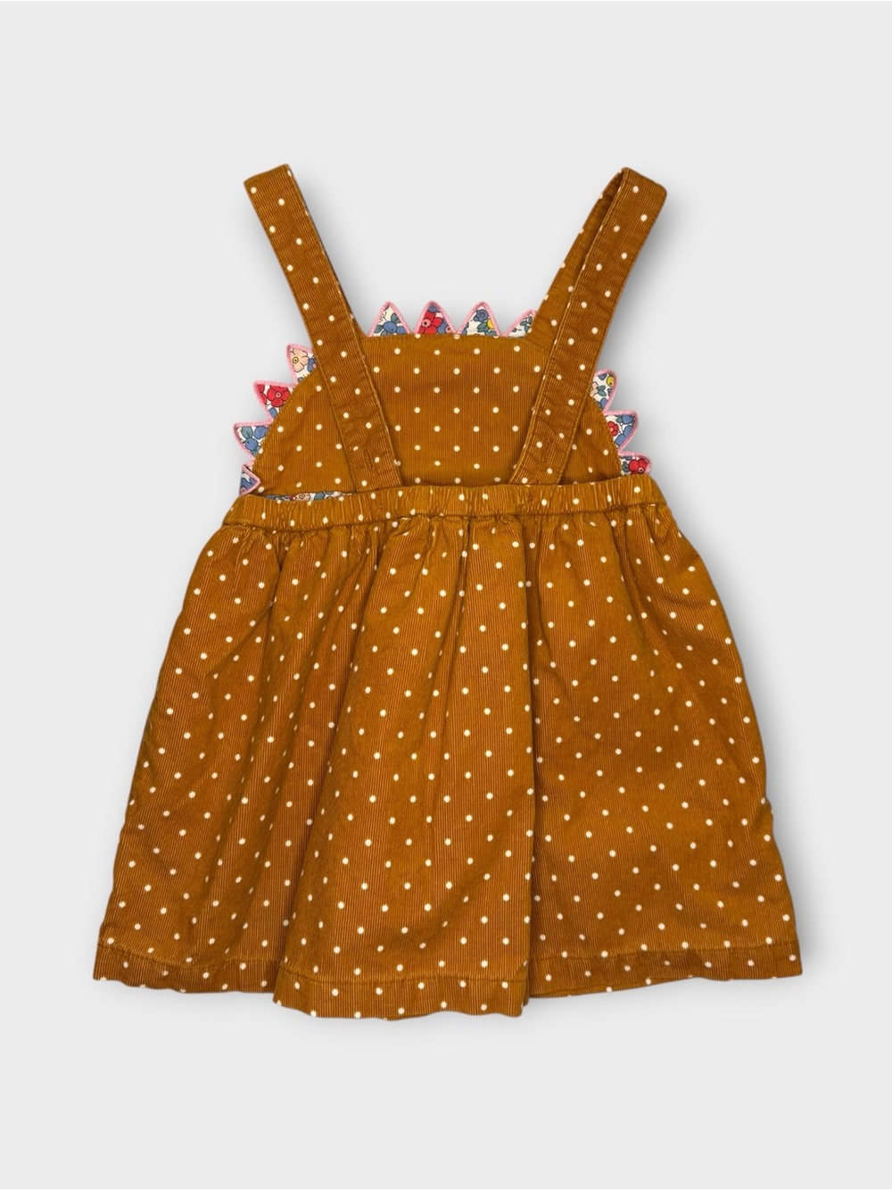 Mini Boden Hedgehog Applique Polkadot Brown Pinafore Dress - Picture 5 of 5